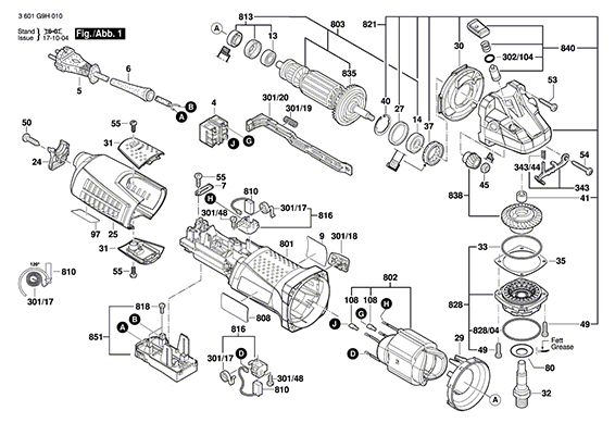 Bosch Angle Grinder GWS 13 50 VS 120V 3601G9H010 Partswarehouse